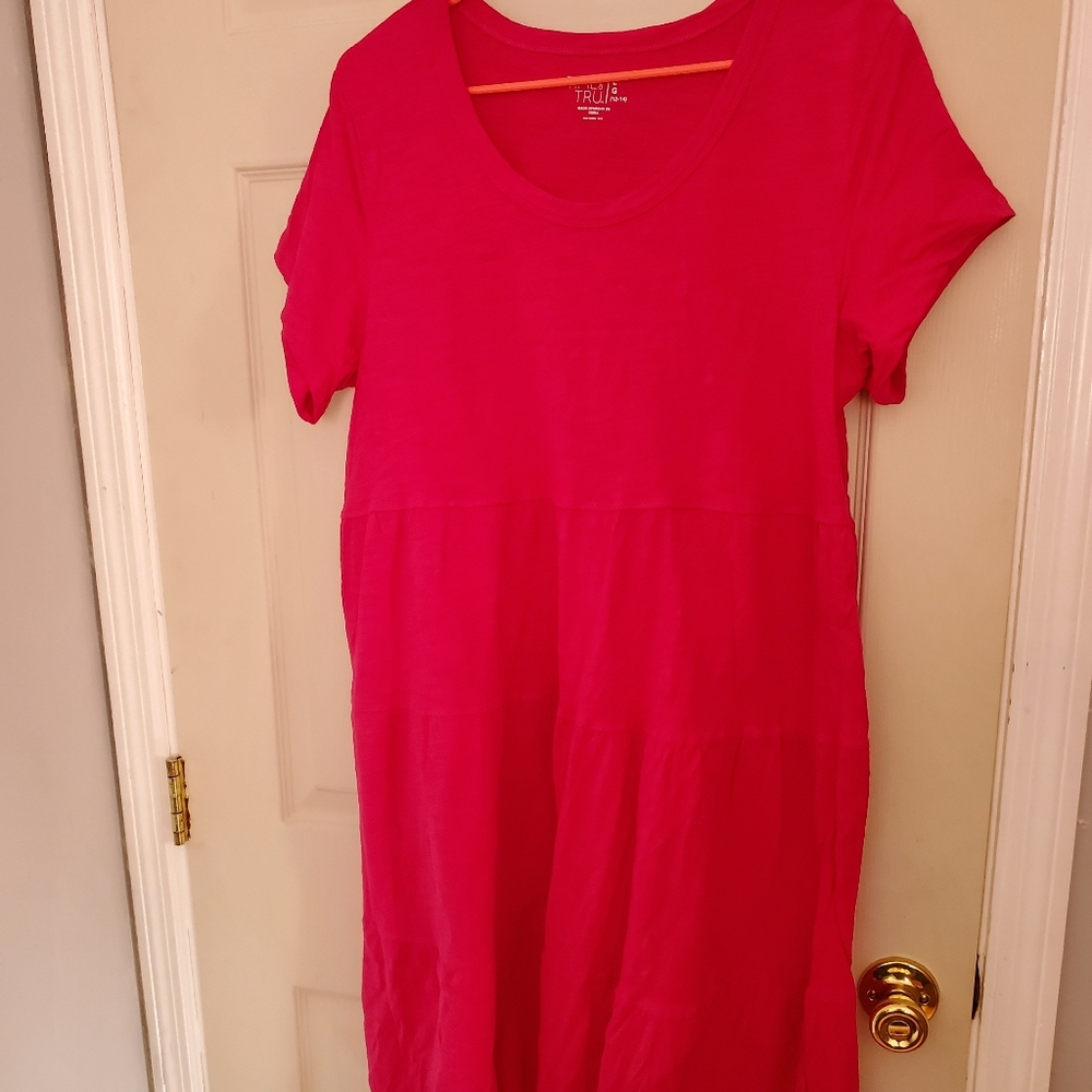 Hot pink time and tru tiered dress